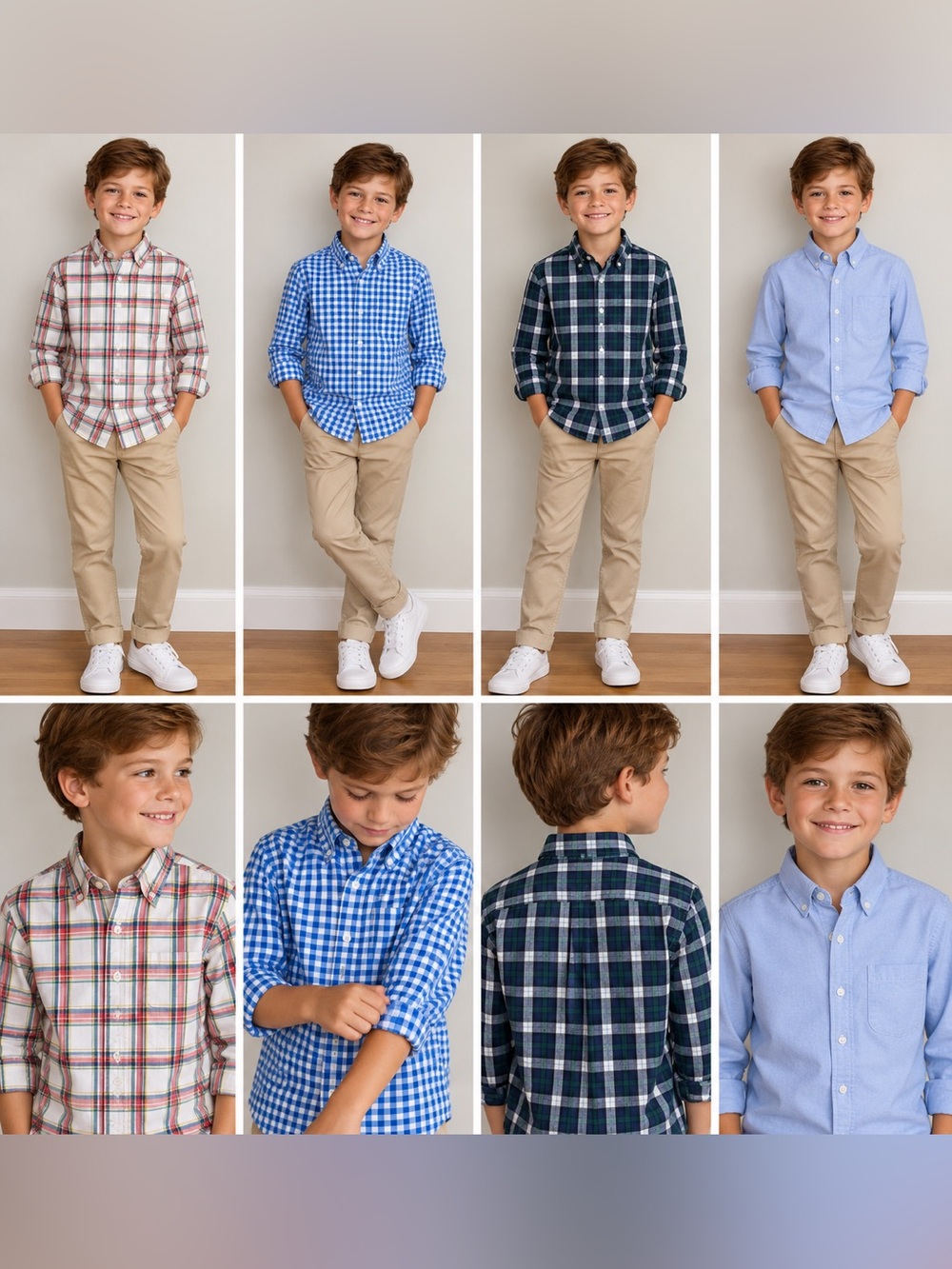 Janie and Jack Boys' Plaid & Gingham Button-Down Shirts - Blue, Navy, Red